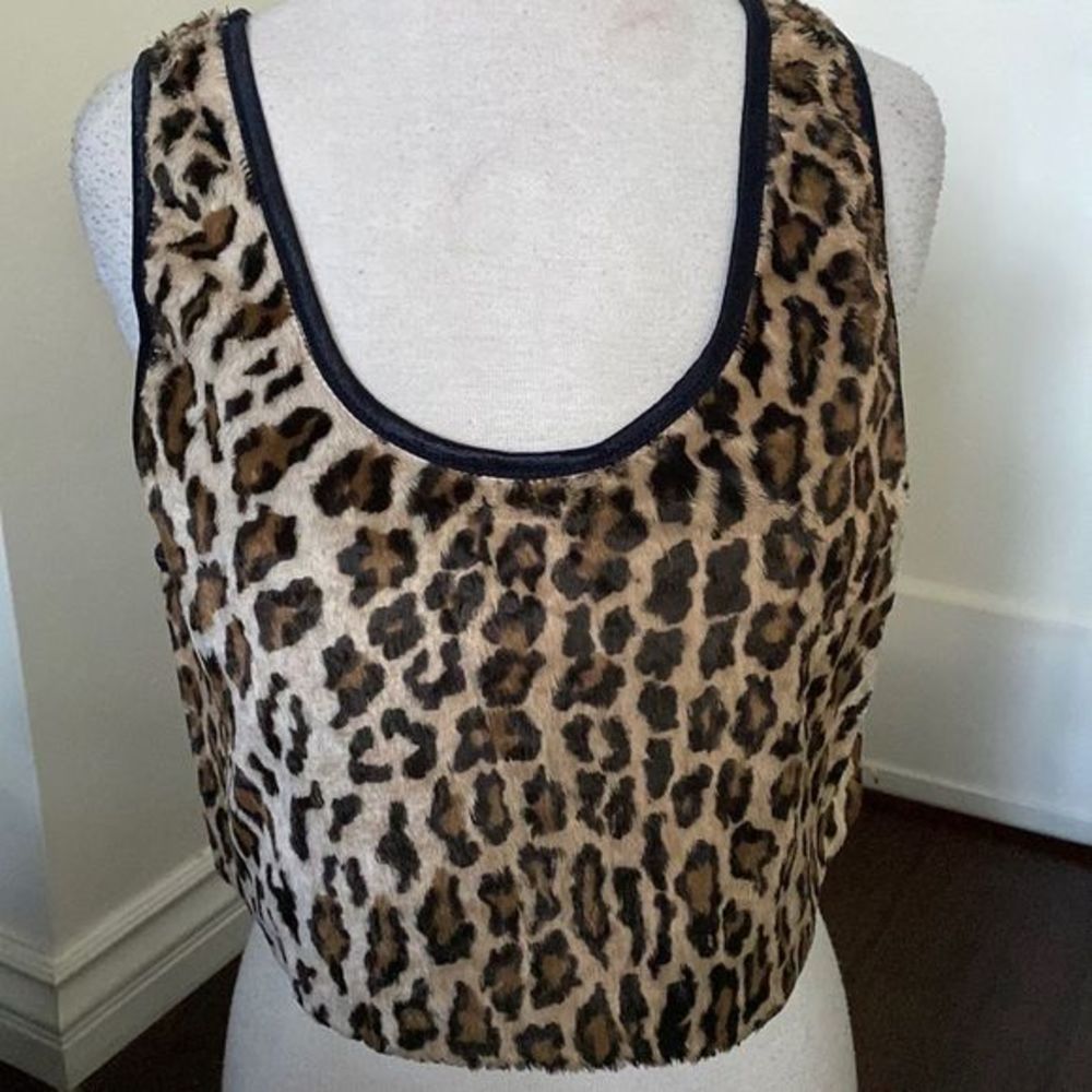 NWOT Rare Re/Done Sample‎ Top Leopard Faux Fur Cropped Tank